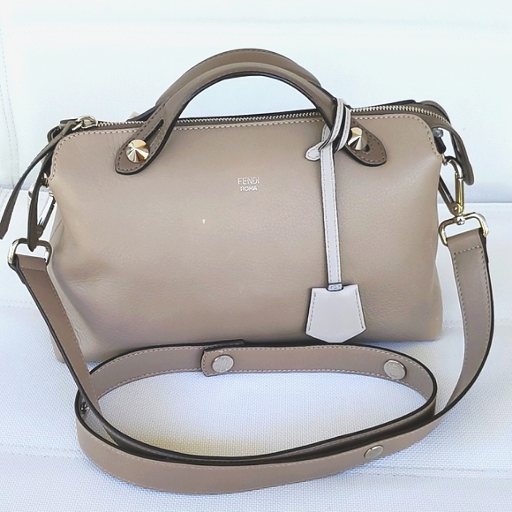 Fendi By The Way Boston bag in larger size taupe grey
